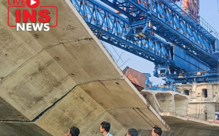 Bihar News- Collapsed on Thursday.The 10.2 km bridge over the Koshi river - One Killed