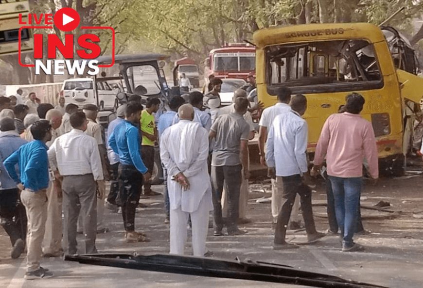 Haryana - In a horrific road accident five children have died in this accident. At least 15 others are injured.