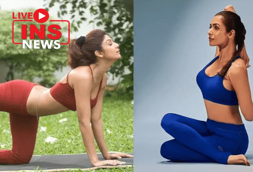 Malaika Arora and Shilpa Shetty teaching people the benefits of doing yoga and a happy life.