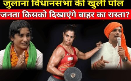 Julana assembly seat of Haryana becomes wrestling arena! AAP's wrestler Kavita will clash with Congress's wrestler Vinesh Phogat! BJP Captain Yogesh will fly the plane