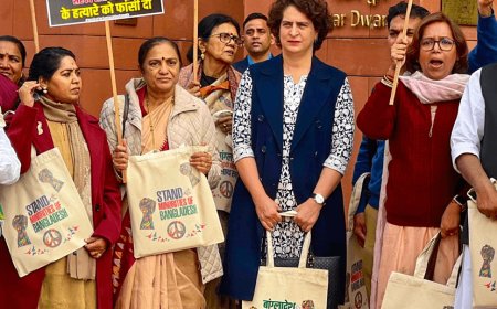 After Palestine, Priyanka Gandhi arrives in Parliament with bag with Bangladesh written on it