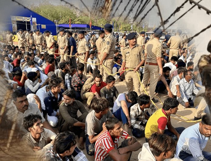 Gujarat police caught more than 1000 illegal Bangladeshis in one night! Women and children also included