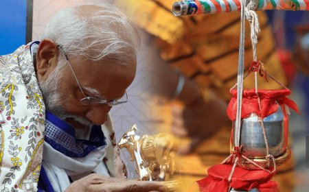 On the 75th birthday of Prime Minister Modi, 75 liters of holy Ganga water was sent as a Kaanvad in the name of 75 Yajnas! The Kaanvadiya said that he will meet the Prime Minister and tell him to "take a bath with 75 liters of Ganga water"