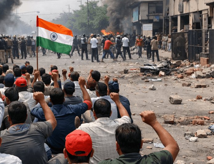 Despite the announcement of a minimum wage hike, workers' protests continue in Noida! Stone-pelting and vandalism escalate into violence.
