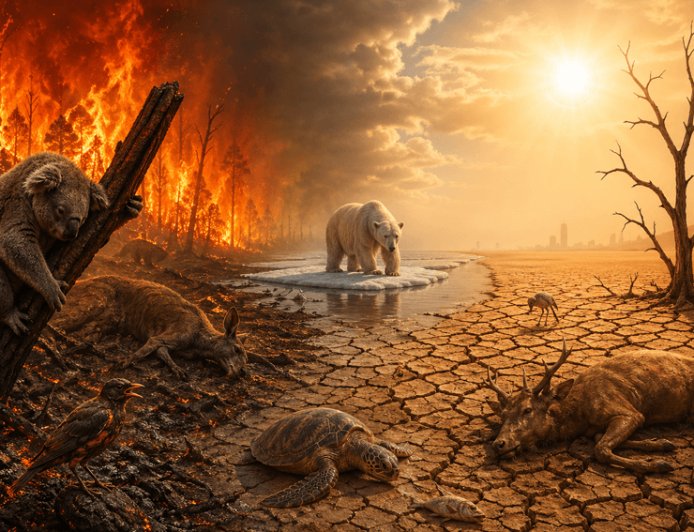 A new face of the climate crisis: Heatwaves, fires, and droughts are compounding a threat to species! By 2050, 74% of habitats could be affected by heatwaves.
