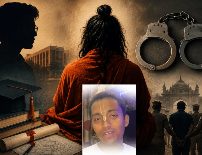 he dark truth about the IIT-graduate "fake baba"! He preyed on young women under the guise of preaching and blackmailed them with videos.  Mathura police arrested accused Abhishek Mishra, alias Adikarta Narayan Das. More victims are expected to come forward; incriminating evidence was recovered from his phone.