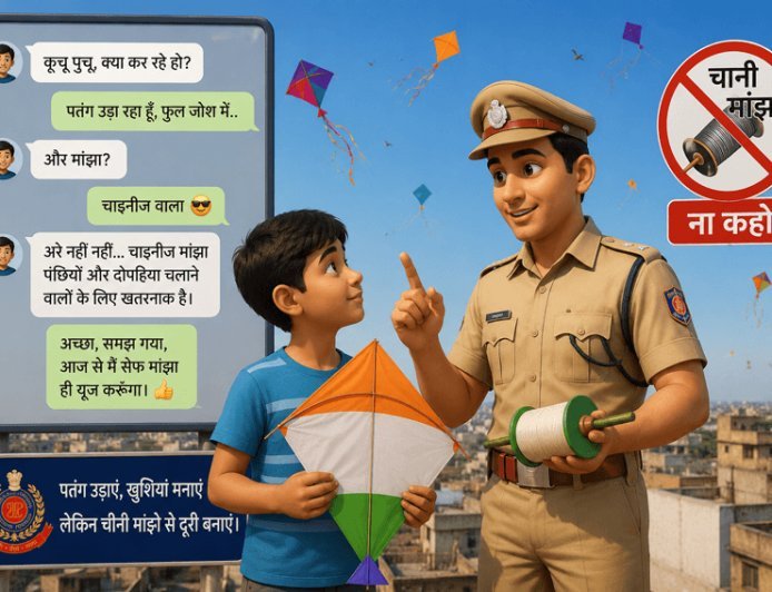 GEN Z STYLE – Delhi Police sends a strong message using 'Kuchu Puchu': Fly kites, but stay away from Chinese manjha!
