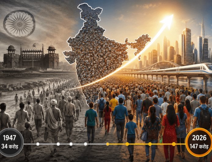 The 80-year journey: India's population to more than quadruple from 34 crore at the time of independence to 147 crore in 2026