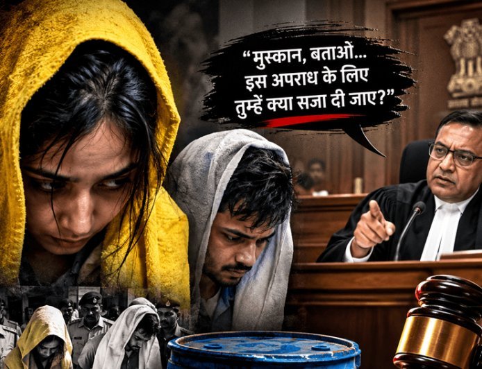 The famous blue drum case of Meerut - "Muskan, tell me... what should be your punishment for this crime? "- The court pronounced him guilty.