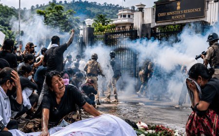 Manipur is at it again! Tear gas shells fired at CM's residence as protesters lay body at gate