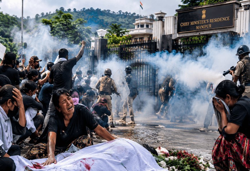 Manipur is at it again! Tear gas shells fired at CM's residence as protesters lay body at gate